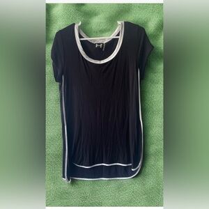 H by Bordeaux Black Pajama Top with White Trim